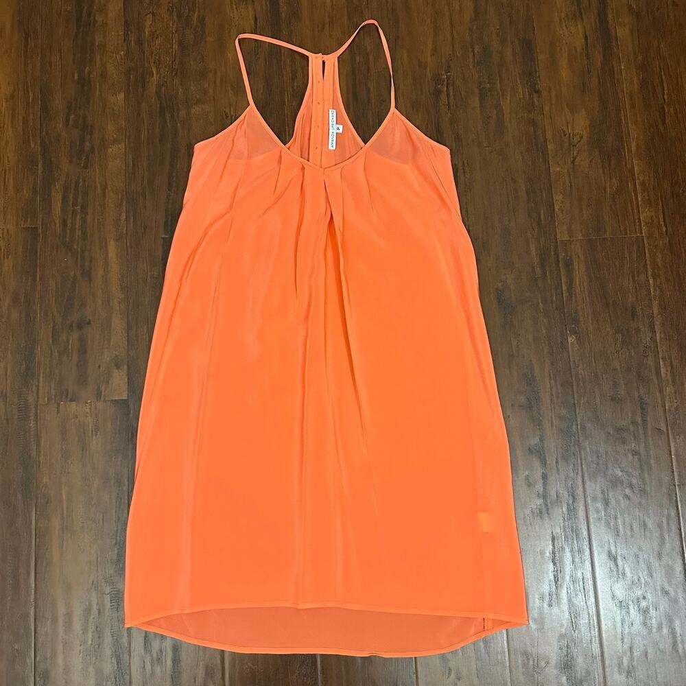 AMANDA UPRICHARD Mini Slip Dress Orange Racerback Sheer Silk Flowy